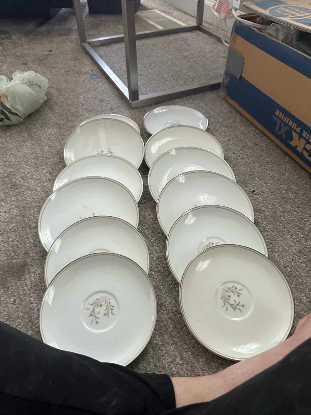 Noritake Cream and Gold Saucer Set with Floral Medallion - 12 Pieces